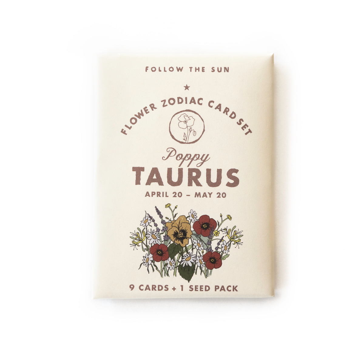 TAURUS (MAR 21 - APR 19) FLOWER ZODIAC STICKER CARD SET