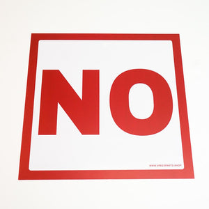 "NO" shop sign.