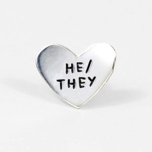 He/They  Pronoun Heart Pin