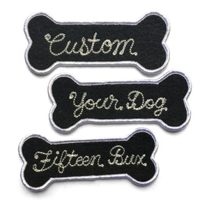 CUSTOM Black Dog Bone Chainstitch Patch - World Famous Original