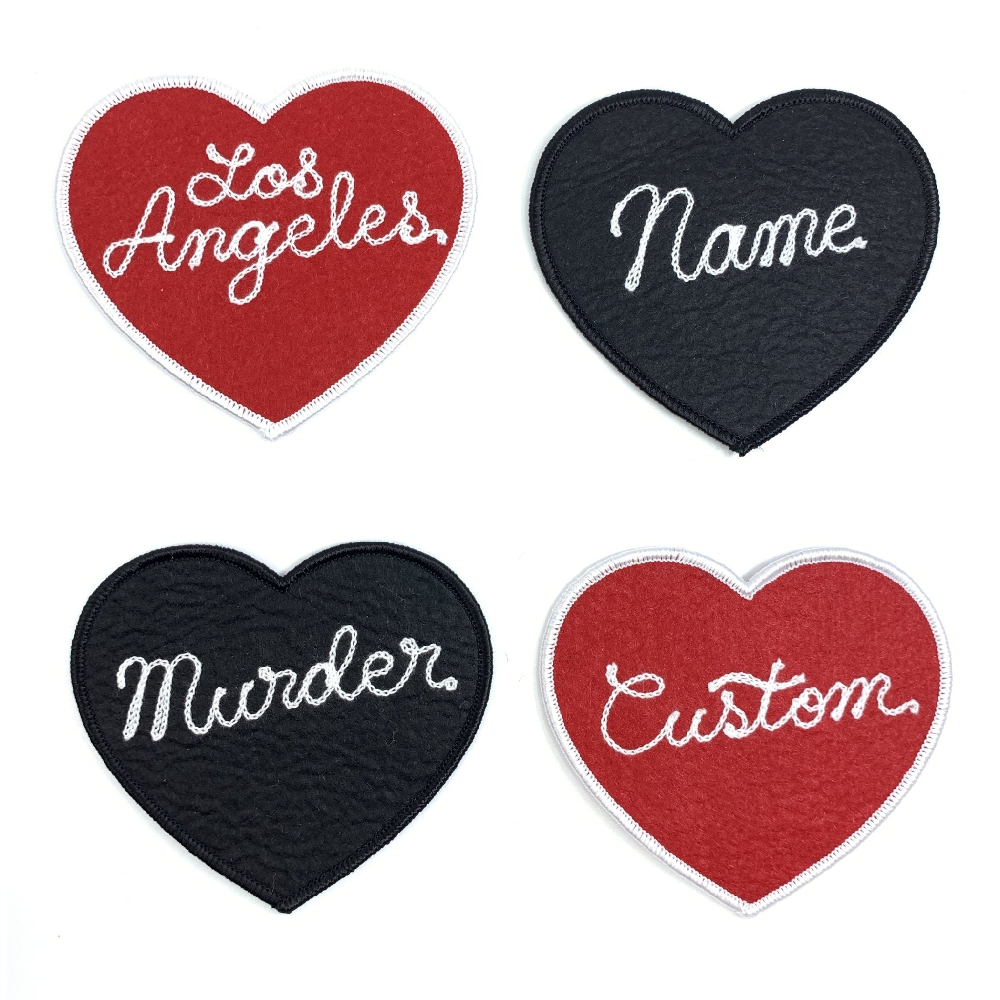 Custom Heart Text Patch, Embroidered Heart Patches, Iron on and