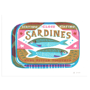 A4 Sardines Risograph Art Print