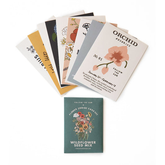FLOWER ZODIAC STICKER CARD SET - CANCER (JUNE 21 - JULY 22)