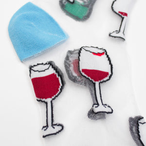 Wine Transparent Sheer Socks
