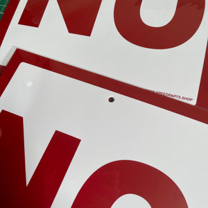 "NO" shop sign.