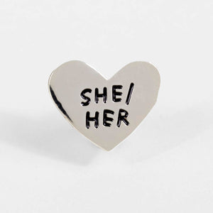 She/Her  Pronoun Heart Pin