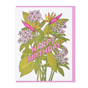 Tropical Flowers Birthday Card - World Famous Original